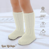 Lian LifeStyle Fascinating Children's 1 Pair Knee High Wool Blend Boot Socks Resistant, Comfortable and Health Focused FS02 Size M (2-4Y) (White)