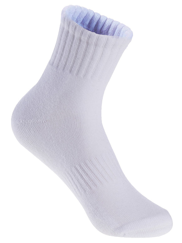 Unisex Children Boy's Girl's 3 Pairs Low Crew Cushioned Sports Socks Solid JH0105 L 12Y-15Y (White)