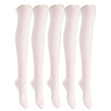 Lian LifeStyle Exquisite Big Girl's Women's 5 Pairs Thigh High Cotton Socks. Super Comfortable Female Socks in Vibrant Colors Size 6-9 L1024 (Beige)