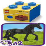 Desk Drawer 4 knobs Stackable Storage Box Blue+ Horse Club Animal Figurine Horse Toys for Girls and Boys, Pack of 2