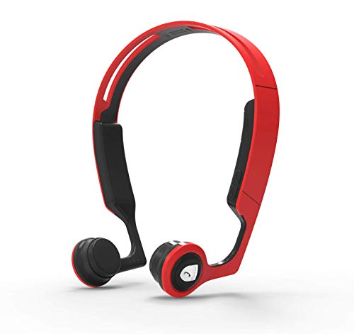 Lian LifeStyle Premium Bone Conduction Headphones Lightweight & Waterproof w/Mic & Bluetooth. Wireless Over Ear Headset for Adults and Kids, Suitable for Sports, Gaming, Travel, Office (Red w/Black)