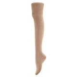 AATMart Women's 2 Pairs Awesome Comfortable Soft & Super Durable Thigh High Cotton Socks | Perfect as Winter & Spring Socks J1025 Size 6-9(Beige)