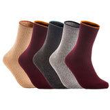 Lian LifeStyle Women's 5 Pairs Cute & Comfortable Wool Crew Socks Size 6-9 HR1612, Color (Beige, Claret, DarkGrey, Grey, Wine)