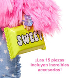 Barbie Extra Doll #3 in Pink Fluffy Coat with Pet Unicorn-Pig, Extra-Long Crimped Hair, Including Candy Bar Clutch & Gummy Bear Ring, Multiple Flexible Joints, Gift for Kids 3 Years Old & Up