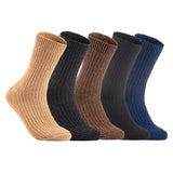 Lian LifeStyle Gorgeous Big Girls Women's 5 Pair Wool Crew Socks Size 6-9 FS03, Color (Beige,Black,Brown,DarkGrey,NavyBlue)
