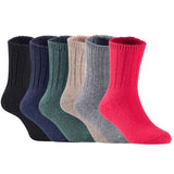 Children's Durable, Stretchable, Thick & Warm Wool Crew Socks. Perfect as Winter Snow Sock and All Seasons FS01, 6 Pair, Size 4Y-6Y, Black, Navy, DarkGrey, Biege, Grey, Red