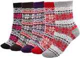 Lovely Annie Girl's 5 Pairs Pack Fashion Plaid-Maple Leaf Wool Socks One Size