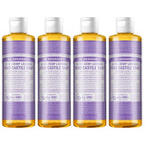 Undiluted Pure Castile Liquid Soap in Lavender Scent: 18-in-1 All Natural Soap w/ Organic Essential Oil Lavender Scent, All Purpose Castile Soap for Skincare, Hand Wash, Cleaning & More, 8 Fl OZ Bottle, 4 Bottles