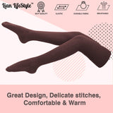 Lian LifeStyle Women's 1 Pair Adorable, , Fashionable Thigh High Cotton Socks for everyday relaxed feet LW1025 Size 6-9(Coffee)