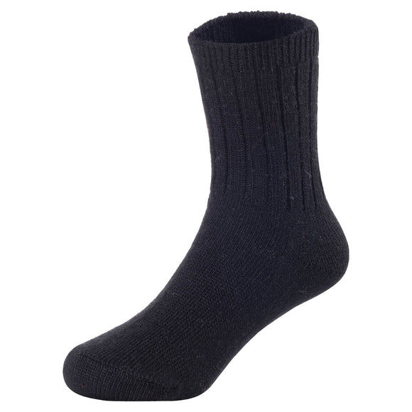 2 Pairs Children's Durable, Stretchable, Thick & Warm Wool Crew Socks. Perfect as Winter Snow Sock and All Seasons FS01 Size 4Y-6Y(Black)