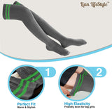 Lian LifeStyle Women's 4 Pairs Over Knee High Thigh High Cotton Socks Size 6-9(White) 4p1c5