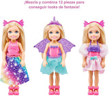 Barbie Dreamtopia Chelsea Doll and Dress-Up Set with 12 Fashion Pieces Themed to Princess, Mermaid, Unicorn and Dragon, Gift for 3 to 7 Year Olds