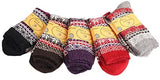 Lovely Annie Girl's 5 Pairs Pack Fashion Plaid-Maple Leaf Wool Socks One Size