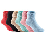 Lian LifeStyle Girl's 6 Pairs Extra Thick Wool Boot Socks Crew Plain Color LK01 (0Y-5Y)