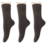 Lian LifeStyle Perfect Fit Women's 3 Pairs Wool Crew Socks For Healthy Feet. Cozy, Cute, and Comfortable Size 6-9 LK1602 (Coffee)