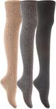 Lian LifeStyle Women's 3 Pairs Adorable Thigh High Cotton Socks Size 6-9 LLS1025