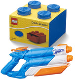 Desk Drawer 4 knobs Stackable Storage Box Blue+ Super Soaker Twin Tide, Pack of 2