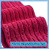 AATMart Awesome Women's 4 Pairs Thigh High Cotton Socks Soft, Super Durable Perfect as Winter Socks ATT1024 Size 6-9 (Wine)