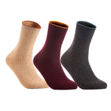 Lian LifeStyle Women's 3 Pairs Cute & Comfortable Wool Crew Socks Size 6-9 HR1612, Color (Beige, Claret, DarkGrey)