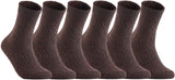 Lian LifeStyle Big Girl's Women's 6 Pairs Wool Blend Crew Socks HR1613 Size 6-9