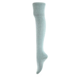 AATMart Women's 2 Pairs Awesome Comfortable Soft & Super Durable Thigh High Cotton Socks | Perfect as Winter & Spring Socks J1025 Size 6-9(Sky Blue)