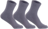 Lian LifeStyle Men's 3 Pairs Knitted Wool Blend Crew Socks LK08 Size Size 6-9 (Dark Grey)