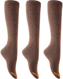 Lian LifeStyle Big Girls Women's 3 Pairs Cute Knee High Cotton Socks, Cozy Fluffy Fancy with a Wide Color and Size Range Size 6-9 LSBG8212-3p(Coffee)