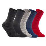 Lian LifeStyle Gorgeous Big Girls Women's 5 Pair Wool Crew Socks Size 6-9 FS03, Color (Black,DarkGrey,LightGrey,NavyBlue,Red)