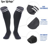 Lian LifeStyle Exceptional Girl's 1 Pair Knee High Sports Socks for Soccer, Softball, Baseball, and Many Other Sports XL002 Size XS Black