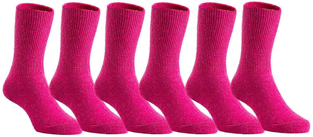 Lian LifeStyle Fantastic, Super Comfortable Children's 6 Pairs Pack Wool Blend Crew Socks Soft, Adorable & Durable Plain Size 0M-1Y (Rose)
