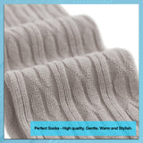 AATMart Awesome Women's 4 Pairs Thigh High Cotton Socks Soft, Super Durable Perfect as Winter Socks ATT1024 Size 6-9 (Light Grey)