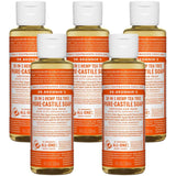 Undiluted Pure Castile Liquid Soap in Tea Tree: 18-in-1 All Natural Soap w/ Organic Essential Oil Tea Tree, All Purpose Castile Soap for Skincare, Hand Wash, Cleaning & More, 4 Fl OZ Bottle, 5 Bottles