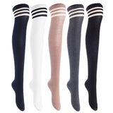 Lian LifeStyle Women's 5 Pairs Adorable Comfortable Soft Thigh High Over Knee High Cotton Socks Size 6-9 L1022(Assorted)