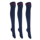 Lian LifeStyle Women's 3 Pairs Adorable Comfortable Soft Thigh High Over Knee High Cotton Socks Size 6-9 L1023(Navy)