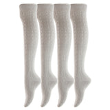 AATMart Awesome Women's 4 Pairs Thigh High Cotton Socks Soft, Super Durable Perfect as Winter Socks ATT1024 Size 6-9 (Light Grey)