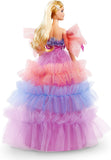 Barbie Birthday Wishes Doll (Blonde, 13-Inch), Wearing Ruffled Gown, with Doll Stand and Certificate of Authenticity, Gift for 6 Year Olds and Up