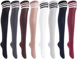 Lian LifeStyle Women's Adorable Comfortable Soft Thigh High Over Knee High Cotton Socks - 3 Pairs - Size 6-9 L1022 - Random