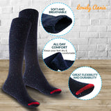 Lovely Annie Women's 2 Pairs Pack Knee High Cotton Boot Socks 6-9