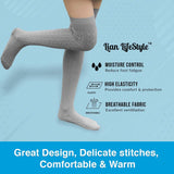 Lian LifeStyle Big Girl's Women's 3 Pairs Knee High Thigh High Cotton Socks Size 6-9 L1024