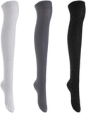 Lian LifeStyle Women's Teen Girl's 3 Pairs Adorable Comfortable Soft Thigh High Over Knee High Cotton Socks Size 6-9 L1024(Random)