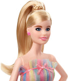 Barbie Signature Birthday Wishes Doll, Approx. 12-in Blonde in Rainbow Dress, Multi