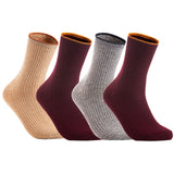 Lian LifeStyle Women's 4 Pairs Cute & Comfortable Wool Crew Socks Size 6-9 HR1612, Color (Beige, Claret, Grey, Wine)