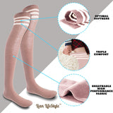 Lian LifeStyle Women's 3 Pairs Adorable Comfortable Soft Thigh High Over Knee High Cotton Socks Size 6-9 L1022(Dark Grey, Coffee, Khaki)