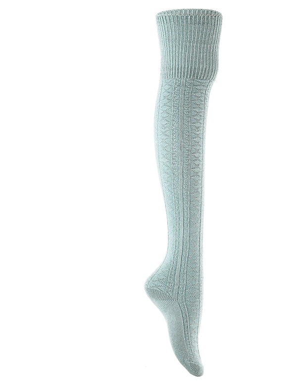 Lian LifeStyle Women's 3 Pairs Fashion Thigh High Cotton Socks JMYP1025 Size 6-9(Sky Blue)