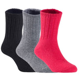 Children's Durable, Stretchable, Thick & Warm Wool Crew Socks. Perfect as Winter Snow Sock and All Seasons FS01, 3 Pair, Size 4Y-6Y, Black, Grey, Red