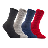 Lian LifeStyle Gorgeous Big Girls Women's 4 Pair Wool Crew Socks Size 6-9 FS03, Color (DarkGrey,LightGrey,NavyBlue,Red)