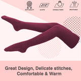 AATMart Women's 2 Pairs Awesome Comfortable Soft & Super Durable Thigh High Cotton Socks | Perfect as Winter & Spring Socks J1025 Size 6-9(Wine)