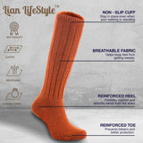 Lian LifeStyle Fascinating Children's 1 Pair Knee High Wool Blend Boot Socks Resistant, Comfortable and Health Focused, FS02 Size S (0-2Y) (Brown)