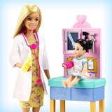 Barbie Pediatrician Playset, Blonde Doll (12-in), Exam Table, X-ray, Stethoscope, Tool, Clip Board, Patient Doll, Teddy Bear, Great Gift for Ages 3 Years Old & Up