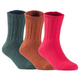 Children's Durable, Stretchable, Thick & Warm Wool Crew Socks. Perfect as Winter Snow Sock and All Seasons FS01, 3 Pair, Size 4Y-6Y, DarkGrey, Coffee, Red